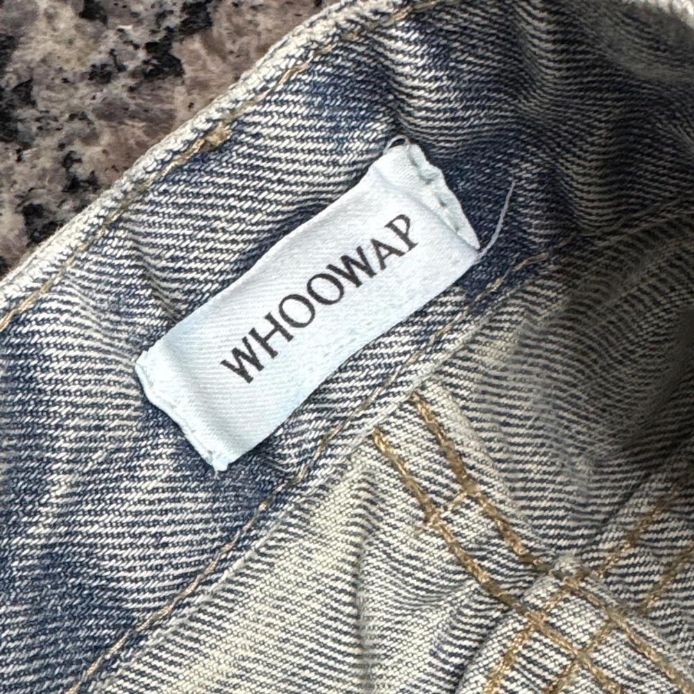 Whoowap wide leg distressed light wash Jeans in Light Blue NWT 26 - Picture 14 of 15